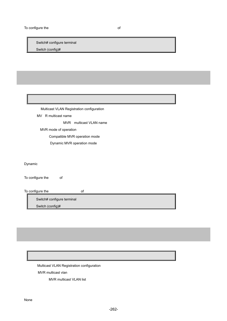 155 mvr name <mvr_name> mode, 156 mvr vlan <vlan_list | Interlogix NS4702-24P-4S-4X Command Line Guide User Manual | Page 262 / 434