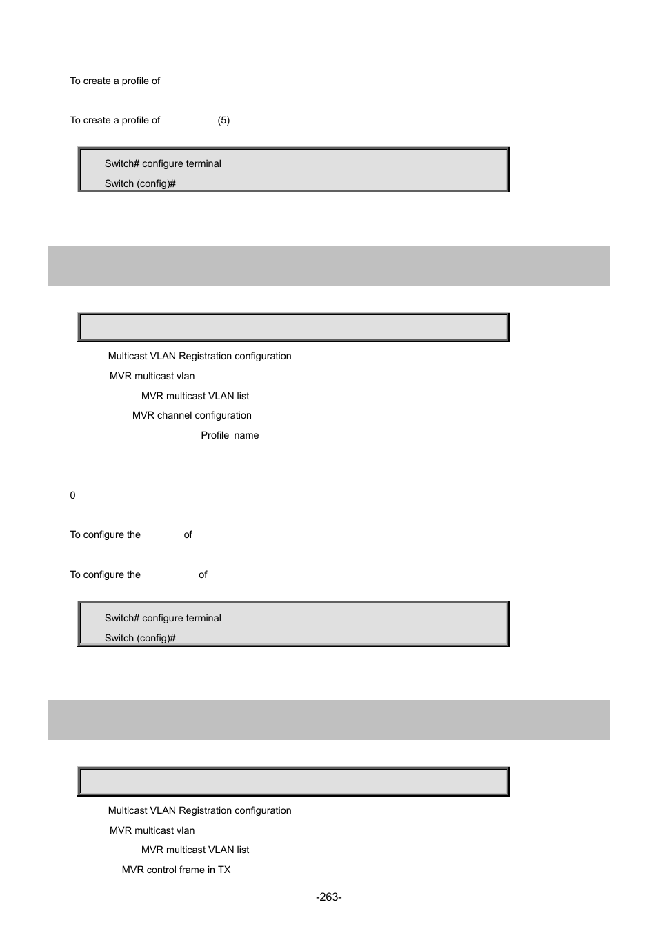 157 mvr vlan <vlan_list> channel, 158 mvr vlan <vlan_list> frame priority | Interlogix NS4702-24P-4S-4X Command Line Guide User Manual | Page 263 / 434