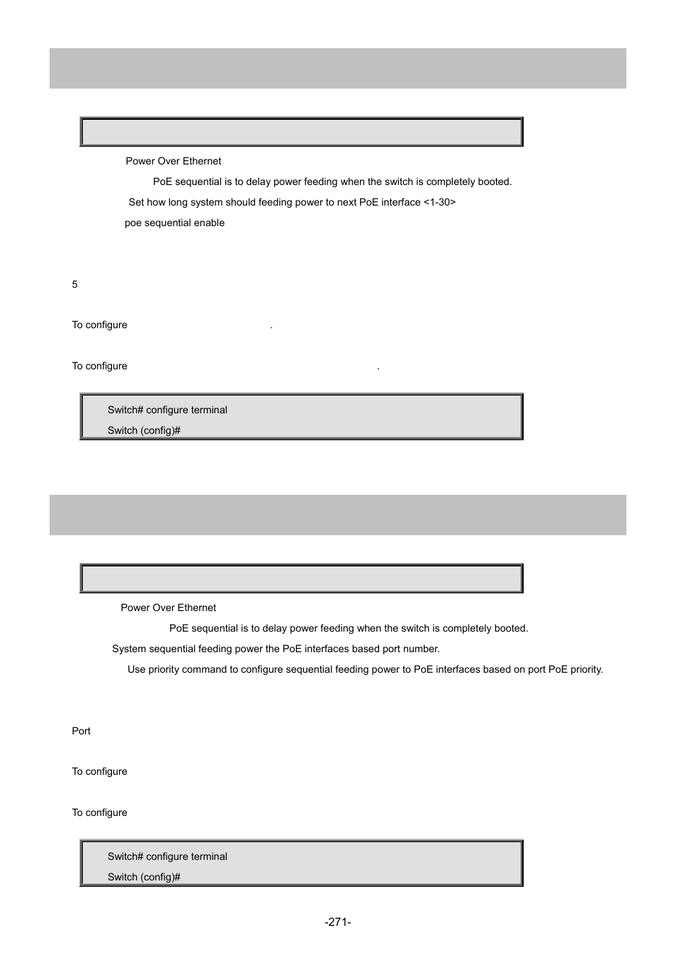 171 poe sequential interval, 172 poe sequential rule | Interlogix NS4702-24P-4S-4X Command Line Guide User Manual | Page 271 / 434