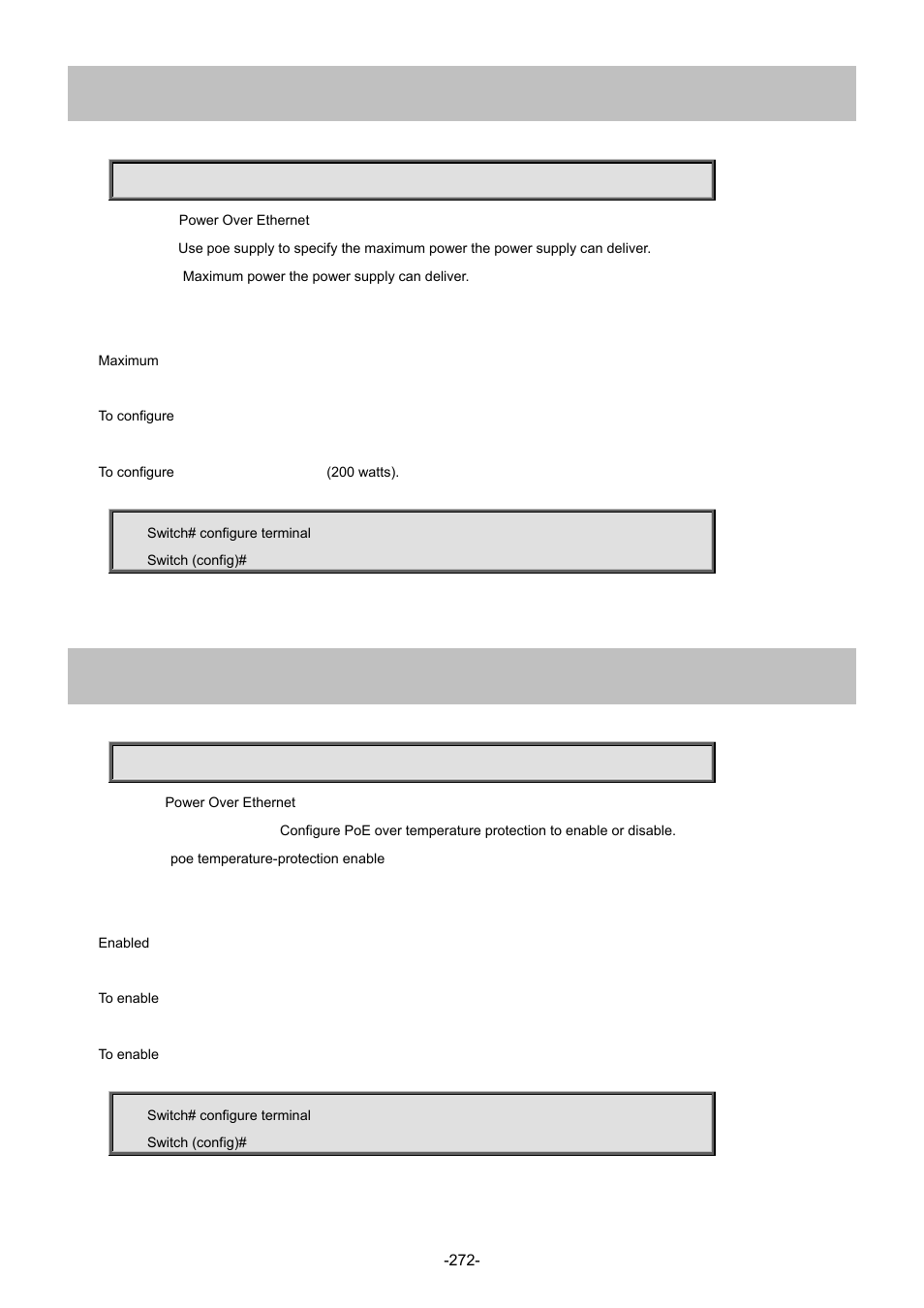 173 poe supply, 174 poe temperature-protection enable | Interlogix NS4702-24P-4S-4X Command Line Guide User Manual | Page 272 / 434