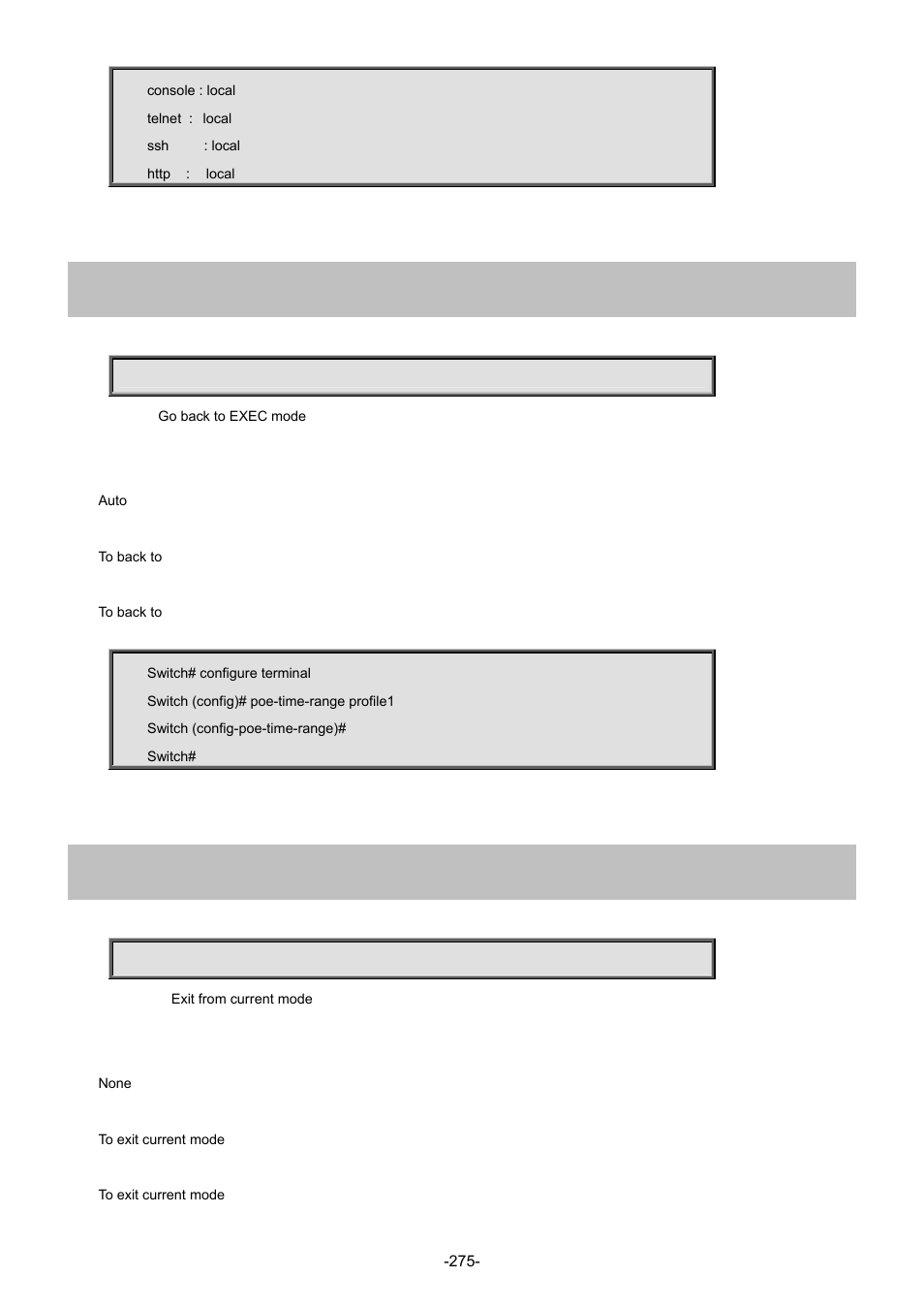 2 end, 3 exit | Interlogix NS4702-24P-4S-4X Command Line Guide User Manual | Page 275 / 434