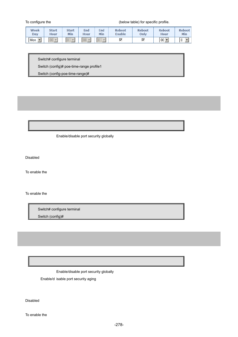 178 port-security, 179 port-security aging | Interlogix NS4702-24P-4S-4X Command Line Guide User Manual | Page 278 / 434