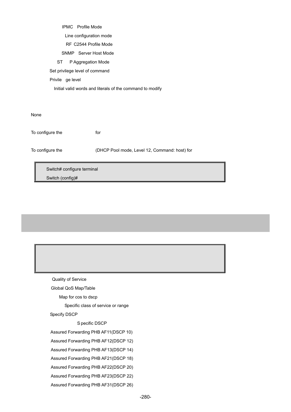 182 qos map cos-dscp | Interlogix NS4702-24P-4S-4X Command Line Guide User Manual | Page 280 / 434