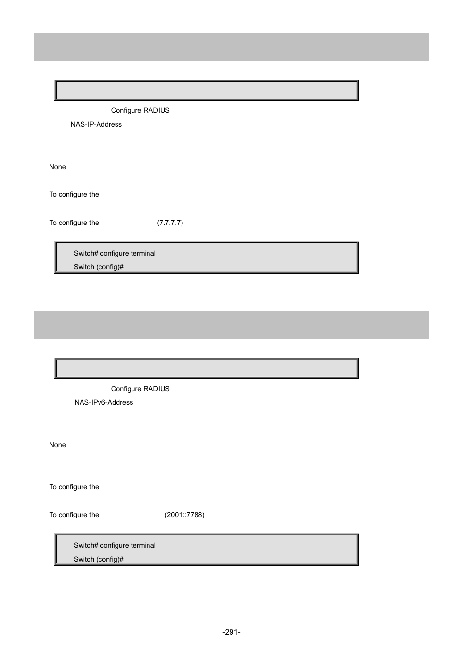 192 radius-server attribute 4, 193 radius-server attribute 95 | Interlogix NS4702-24P-4S-4X Command Line Guide User Manual | Page 291 / 434