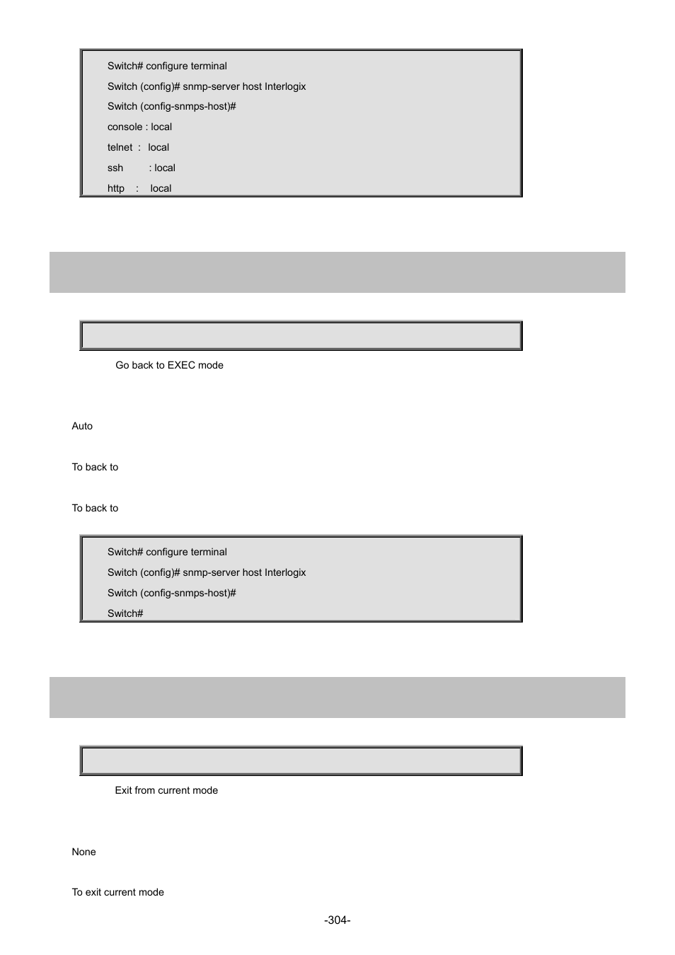 2 end, 3 exit | Interlogix NS4702-24P-4S-4X Command Line Guide User Manual | Page 304 / 434