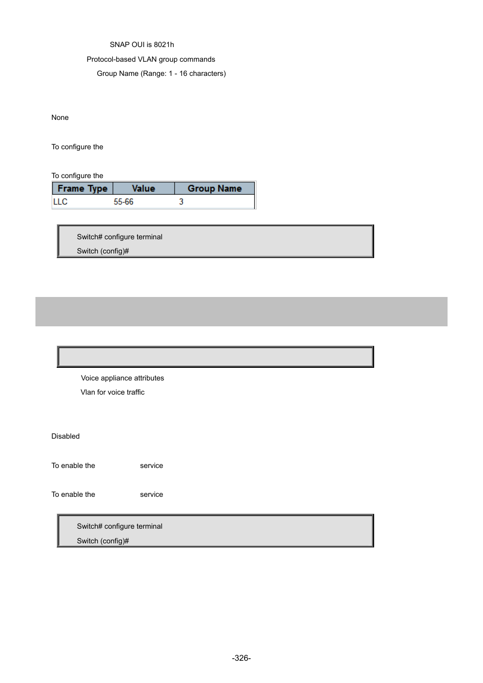 228 voice vlan | Interlogix NS4702-24P-4S-4X Command Line Guide User Manual | Page 326 / 434