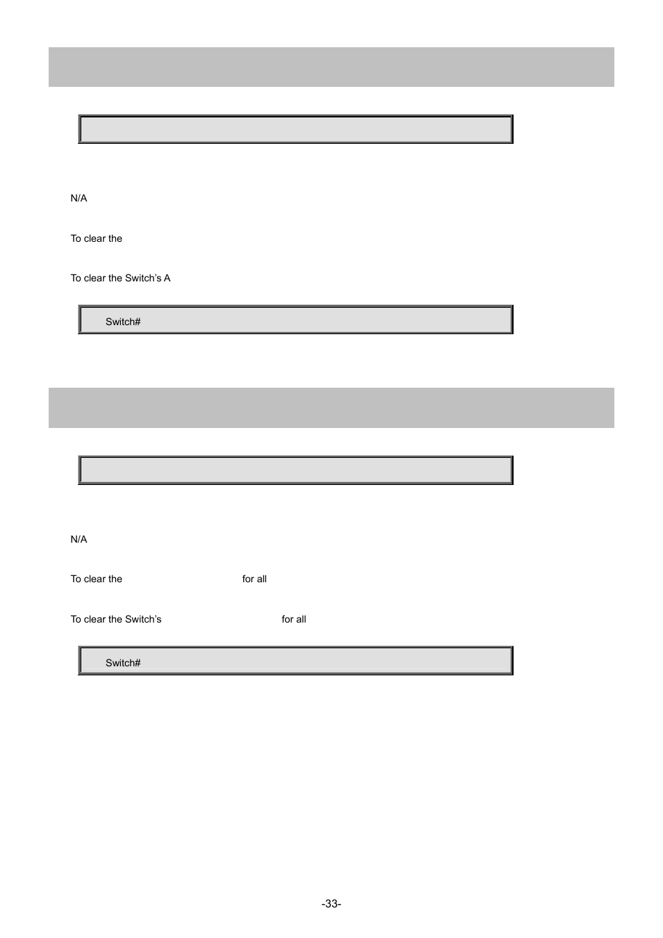 8 clear ip arp, 9 clear ip dhcp detailed statistics all | Interlogix NS4702-24P-4S-4X Command Line Guide User Manual | Page 33 / 434