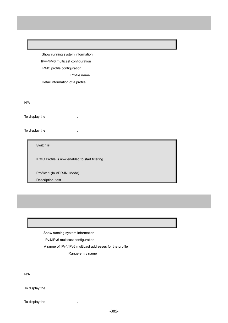 51 show ipmc profile, 52 show ipmc range | Interlogix NS4702-24P-4S-4X Command Line Guide User Manual | Page 382 / 434