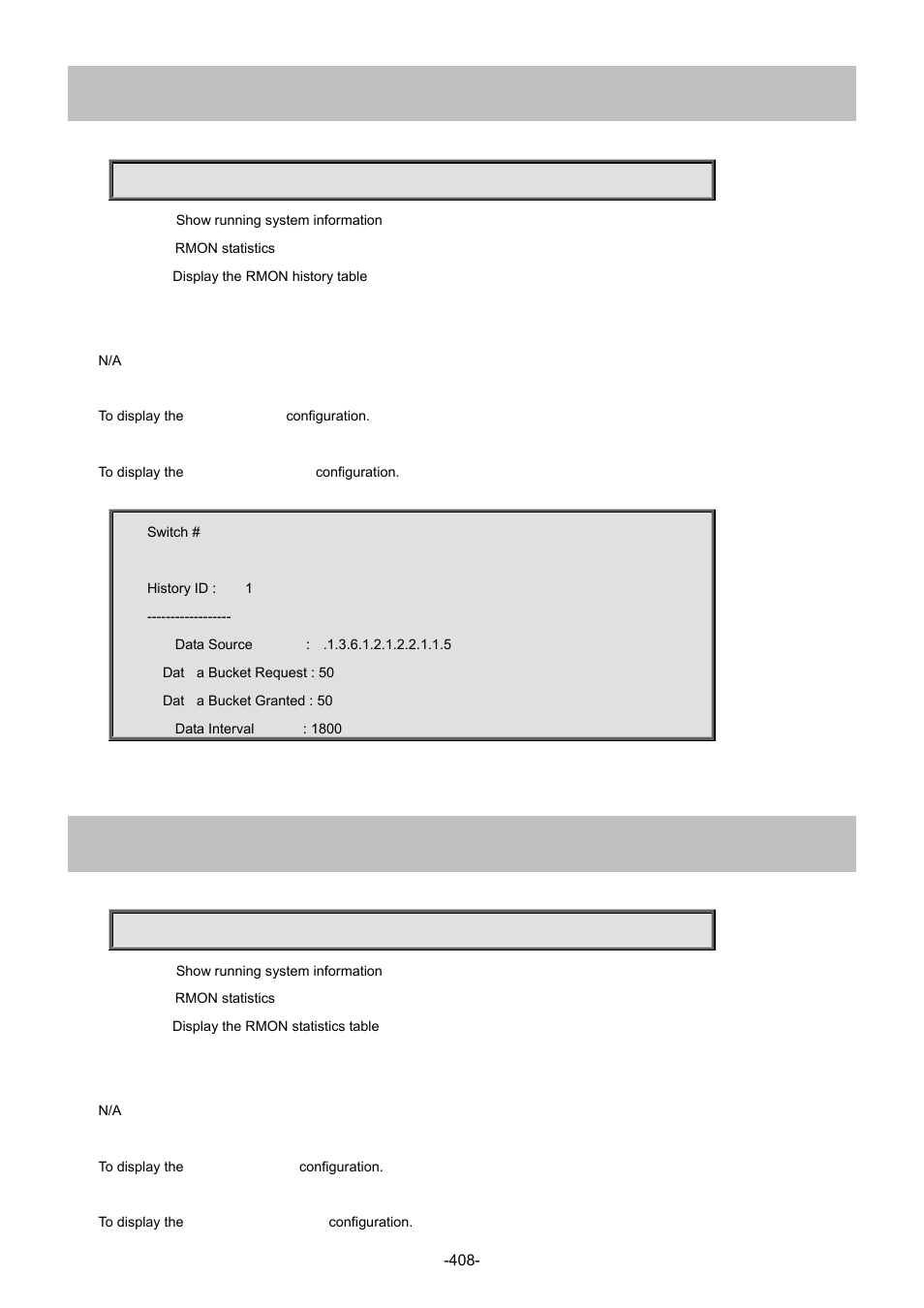 85 show rmon history, 86 show rmon statistics | Interlogix NS4702-24P-4S-4X Command Line Guide User Manual | Page 408 / 434