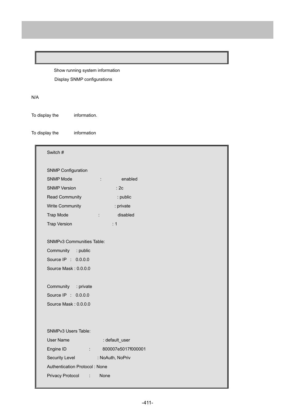 88 show snmp | Interlogix NS4702-24P-4S-4X Command Line Guide User Manual | Page 411 / 434