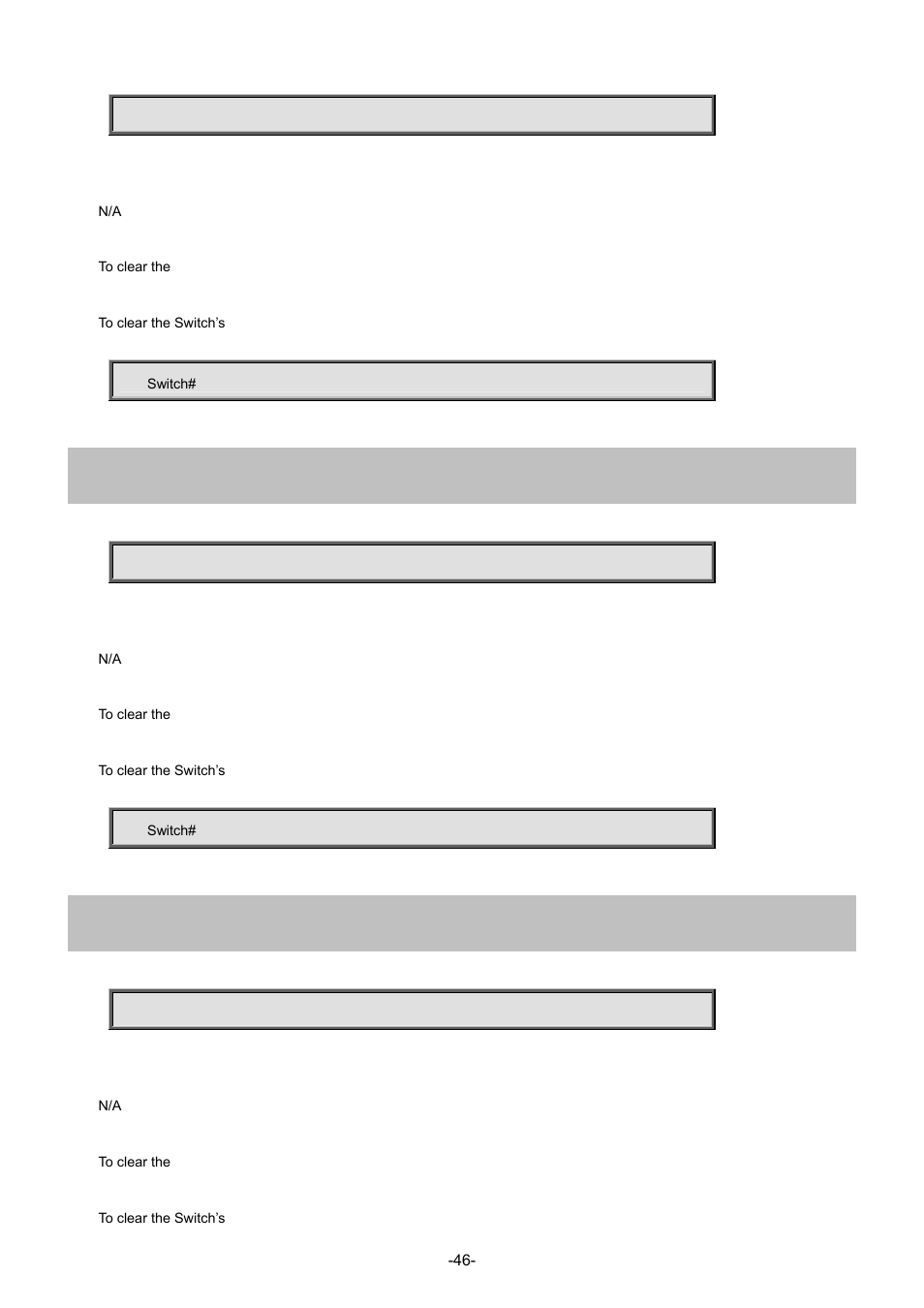 36 clear logging info error, 37 clear logging info warning | Interlogix NS4702-24P-4S-4X Command Line Guide User Manual | Page 46 / 434