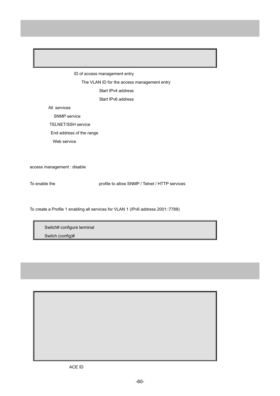 13 access management, 14 access-list ace | Interlogix NS4702-24P-4S-4X Command Line Guide User Manual | Page 60 / 434