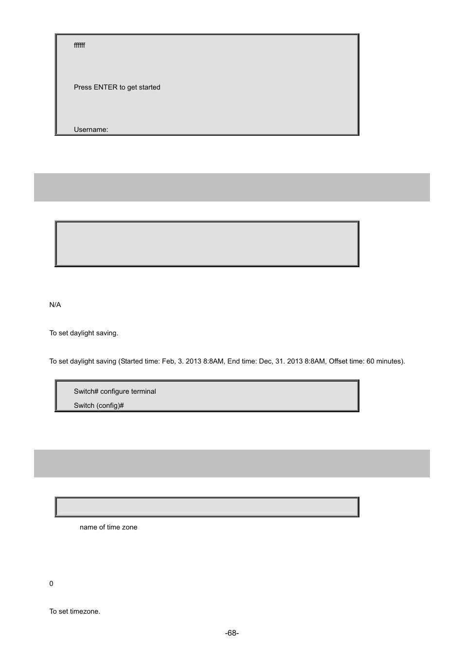 24 clock summer-time, 25 clock timezone | Interlogix NS4702-24P-4S-4X Command Line Guide User Manual | Page 68 / 434