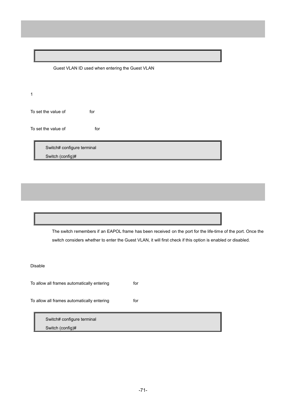 30 dot1x guest-vlan, 31 dot1x guest-vlan supplicant | Interlogix NS4702-24P-4S-4X Command Line Guide User Manual | Page 71 / 434