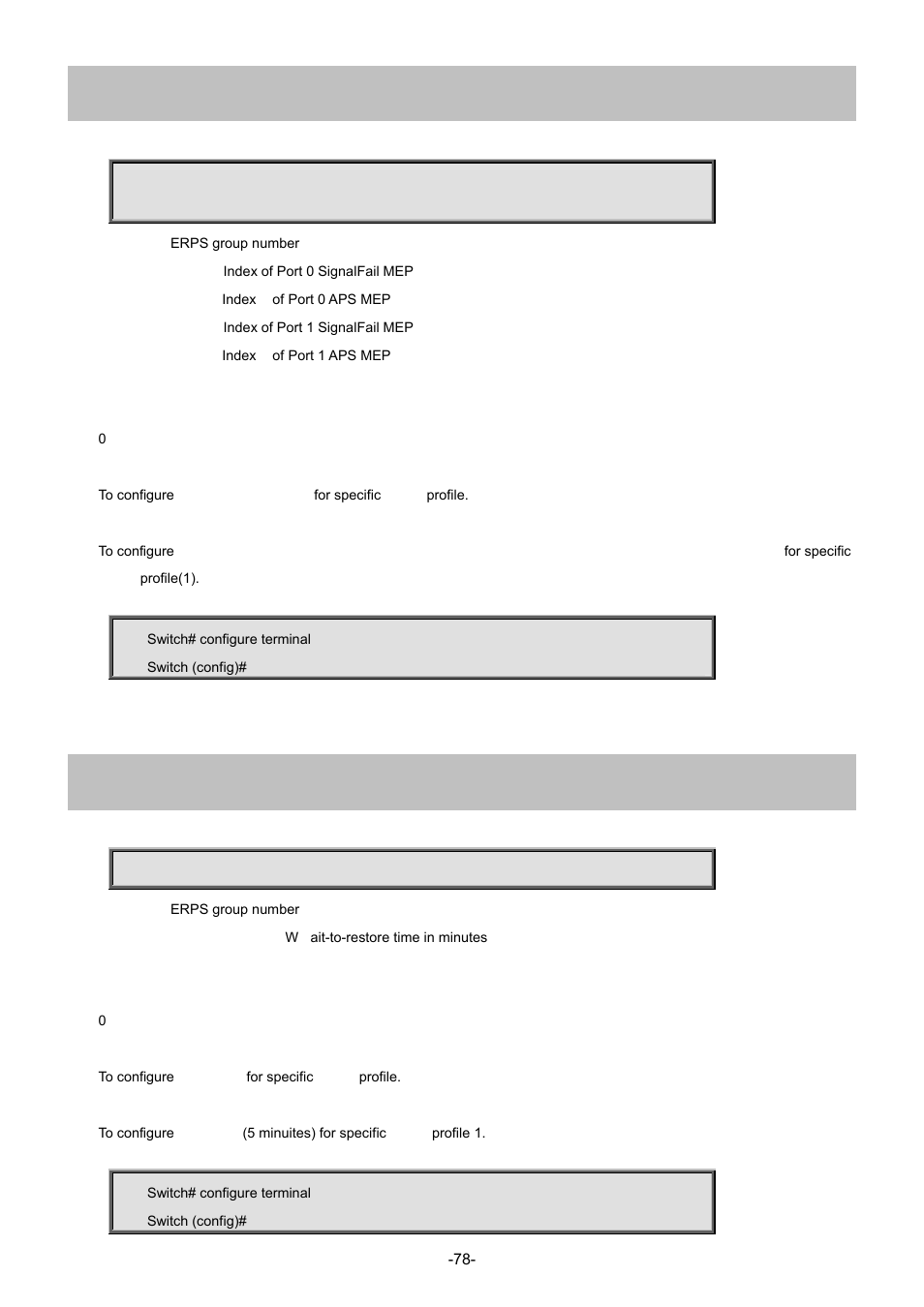 43 erps <1-64> mep, 44 erps <1-64> mep | Interlogix NS4702-24P-4S-4X Command Line Guide User Manual | Page 78 / 434