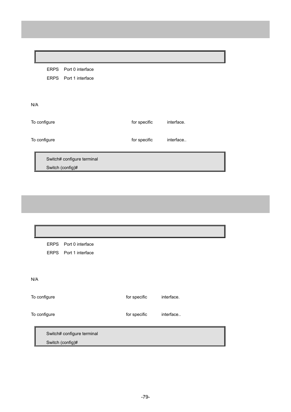 45 erps <1-64> rpl neighbor, 46 erps <1-64> rpl owner | Interlogix NS4702-24P-4S-4X Command Line Guide User Manual | Page 79 / 434