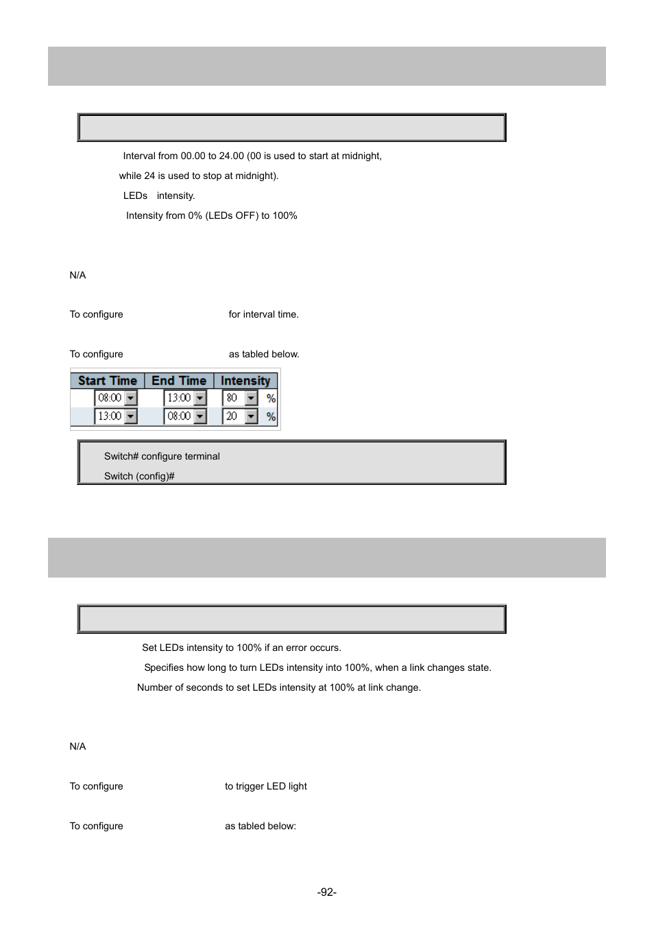 58 green-ethernet led interval, 59 green-ethernet led on-event | Interlogix NS4702-24P-4S-4X Command Line Guide User Manual | Page 92 / 434