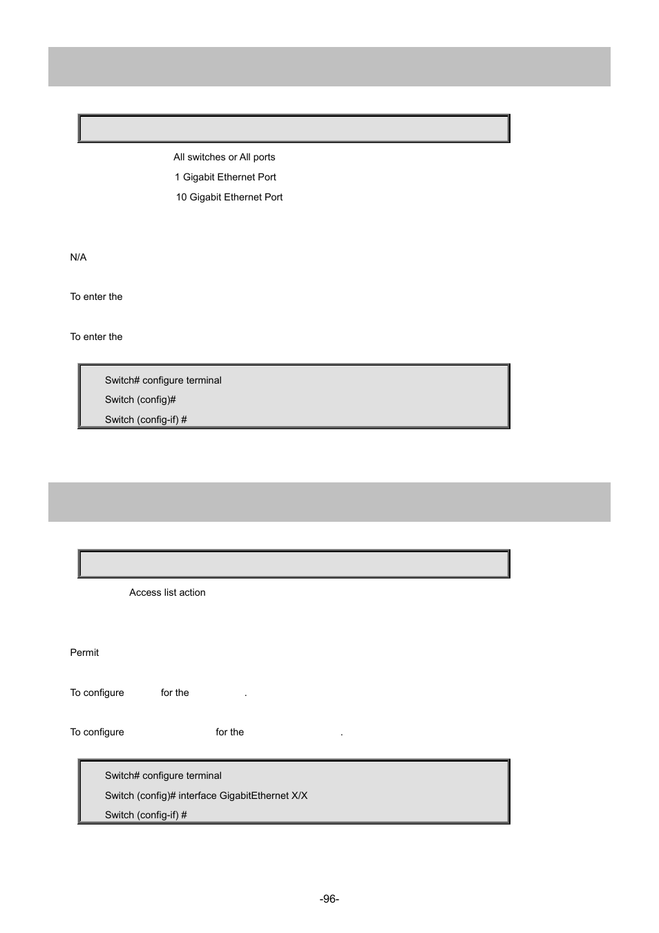 1 access-list action permit | Interlogix NS4702-24P-4S-4X Command Line Guide User Manual | Page 96 / 434