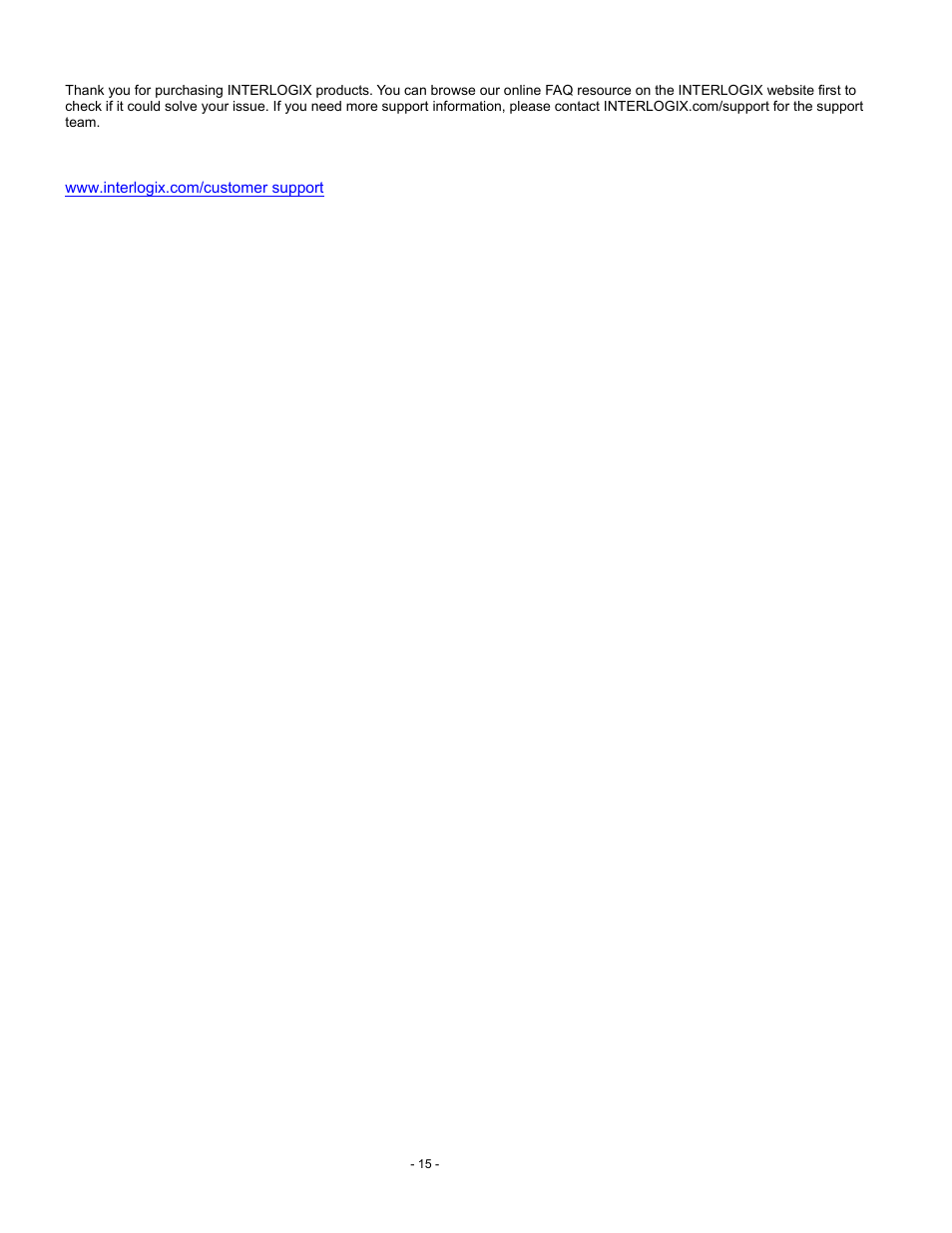 Customer support | Interlogix NS4750-24S-4T-4X Quick Start User Manual | Page 15 / 15