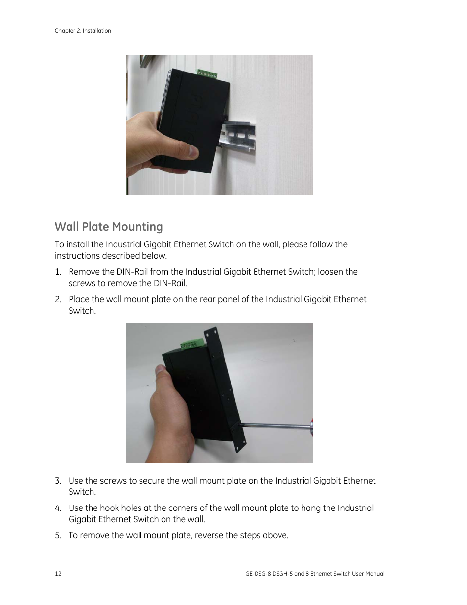 Wall plate mounting | Interlogix DSGH Series User Manual | Page 16 / 25