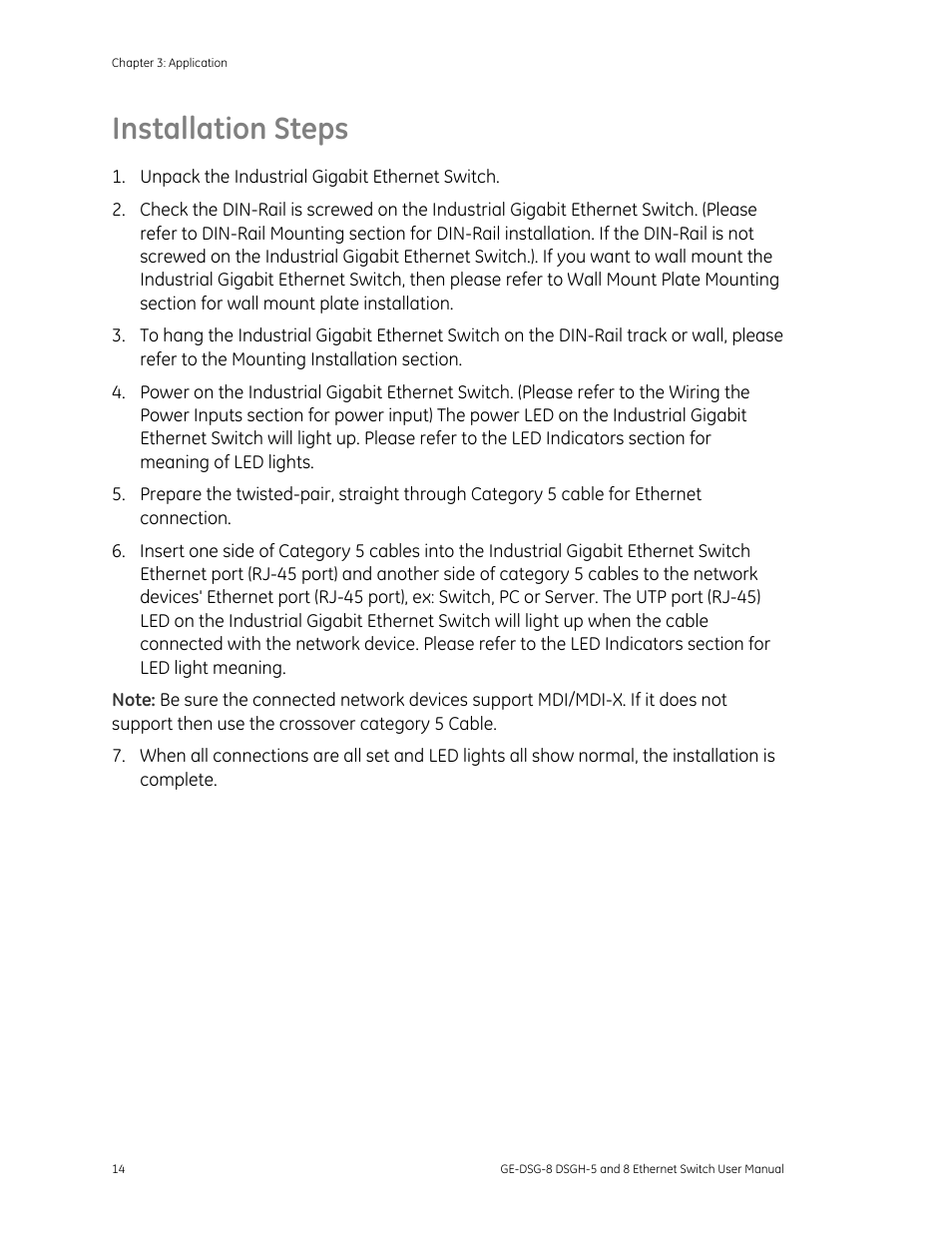 Installation steps, Installation steps 14 | Interlogix DSGH Series User Manual | Page 18 / 25