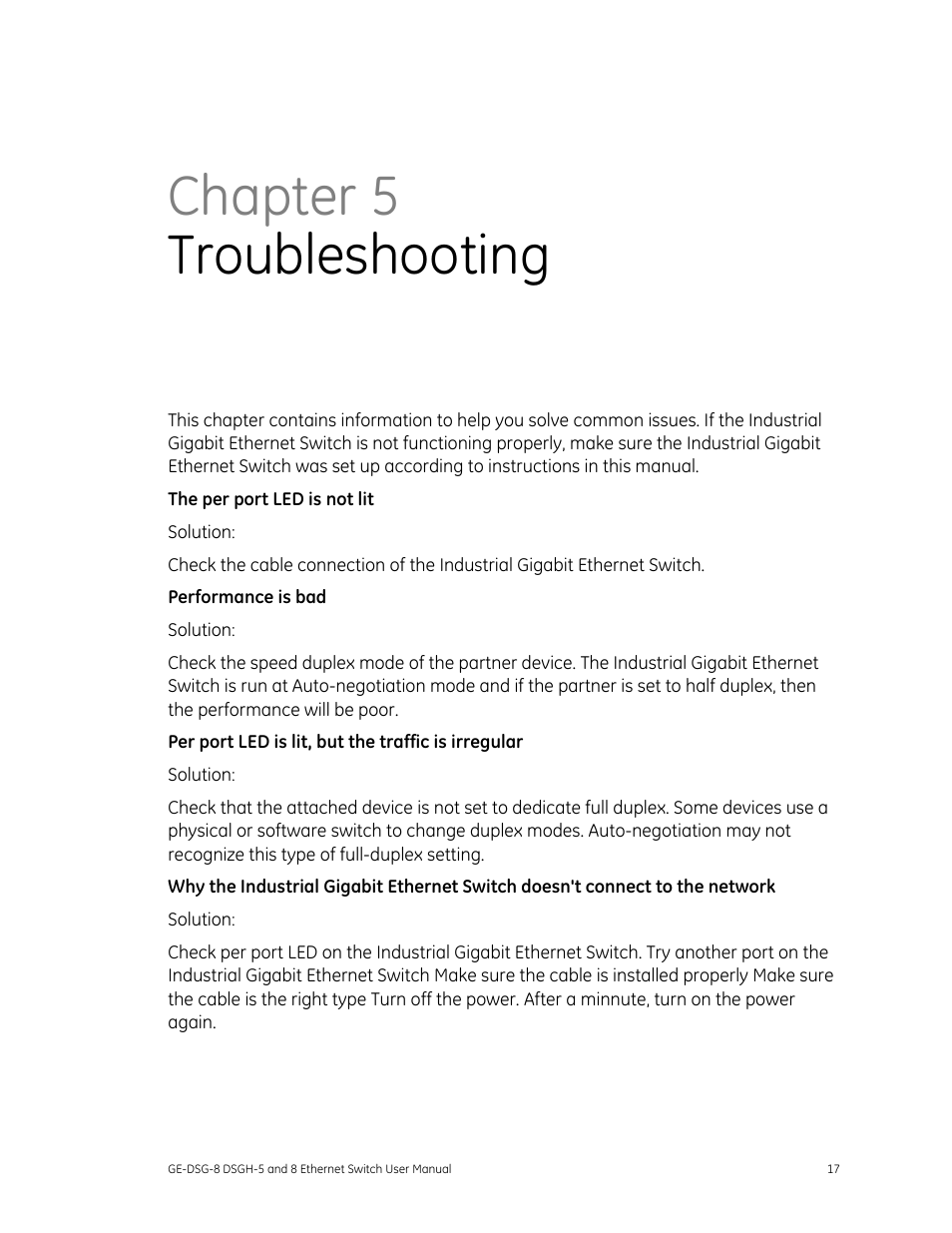 Chapter 5 troubleshooting | Interlogix DSGH Series User Manual | Page 21 / 25
