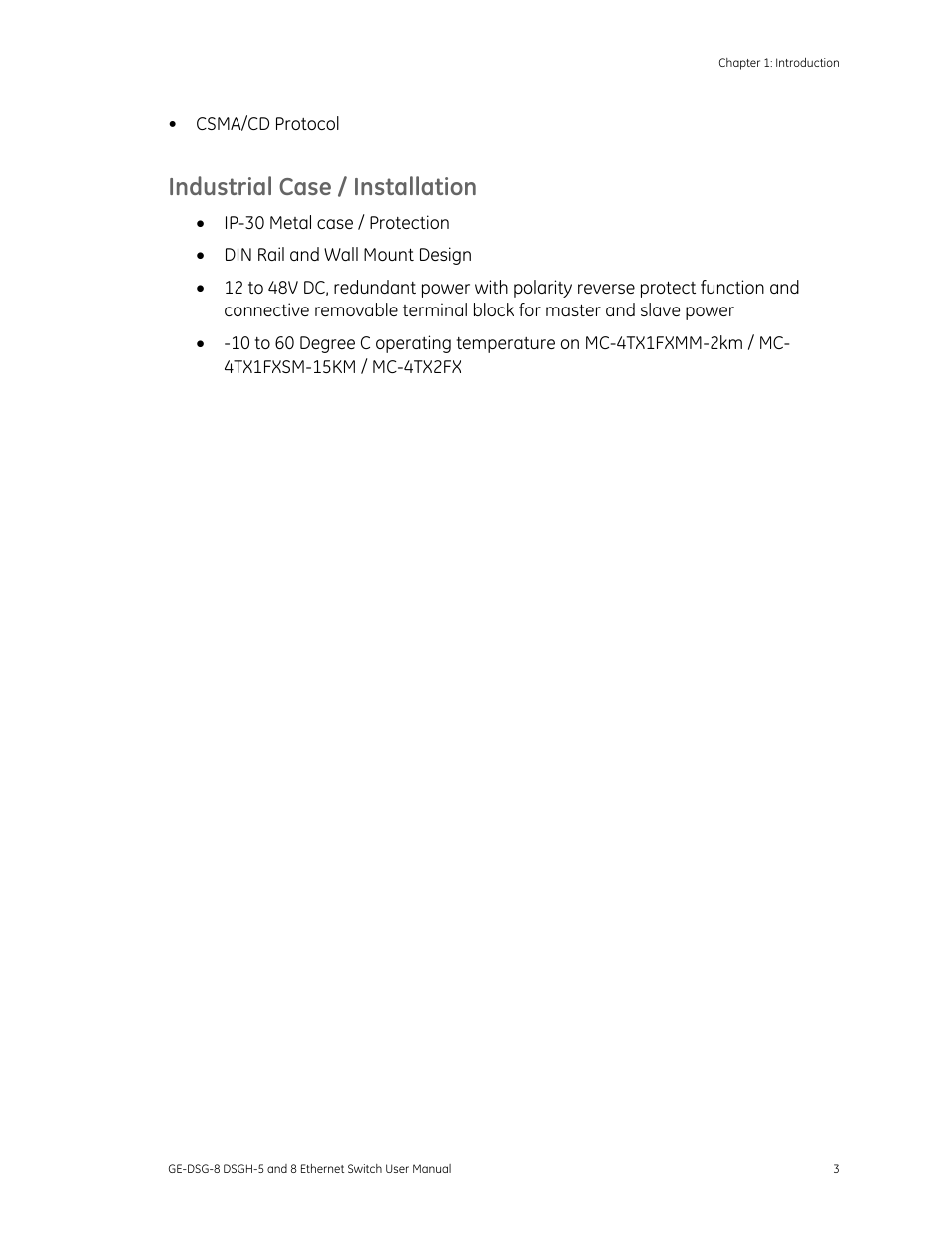 Industrial case / installation | Interlogix DSGH Series User Manual | Page 7 / 25