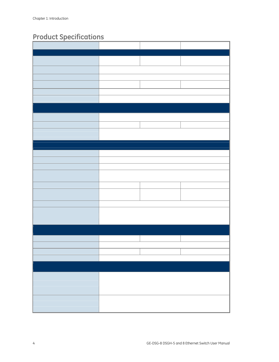 Product specifications | Interlogix DSGH Series User Manual | Page 8 / 25