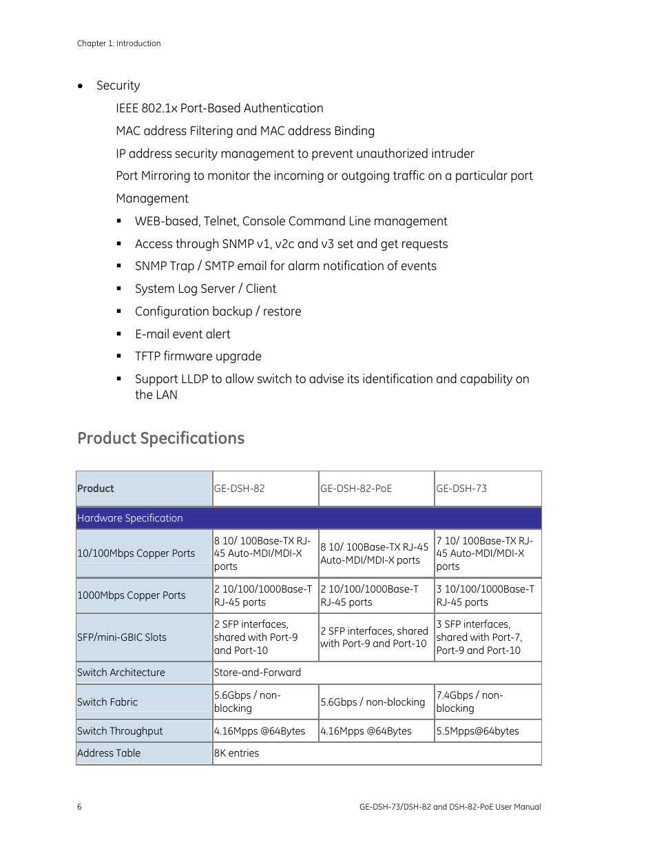 Product specifications | Interlogix GE-DSH-73 Series User Manual User Manual | Page 10 / 179