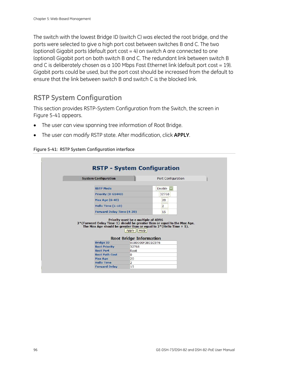 Rstp system configuration | Interlogix GE-DSH-73 Series User Manual User Manual | Page 100 / 179