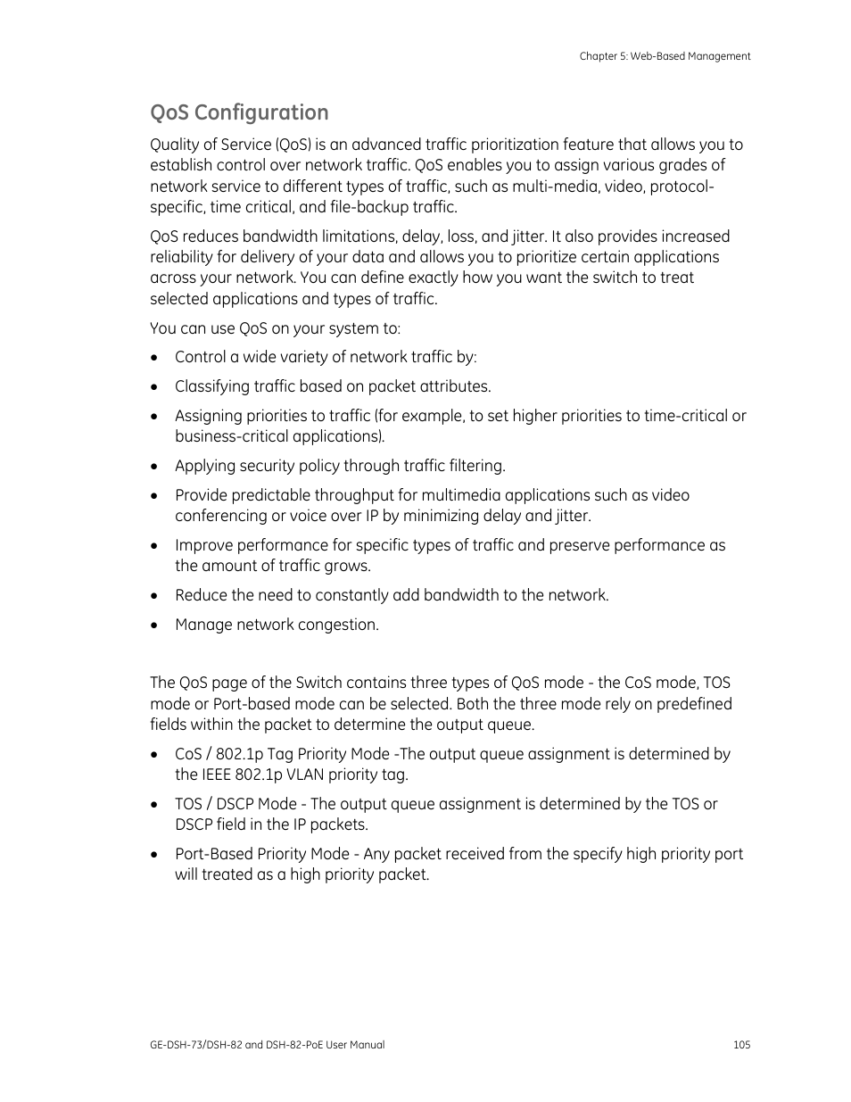 Qos configuration | Interlogix GE-DSH-73 Series User Manual User Manual | Page 109 / 179