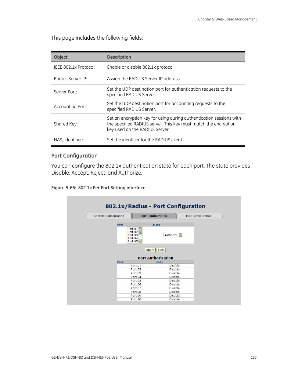 Port configuration | Interlogix GE-DSH-73 Series User Manual User Manual | Page 127 / 179