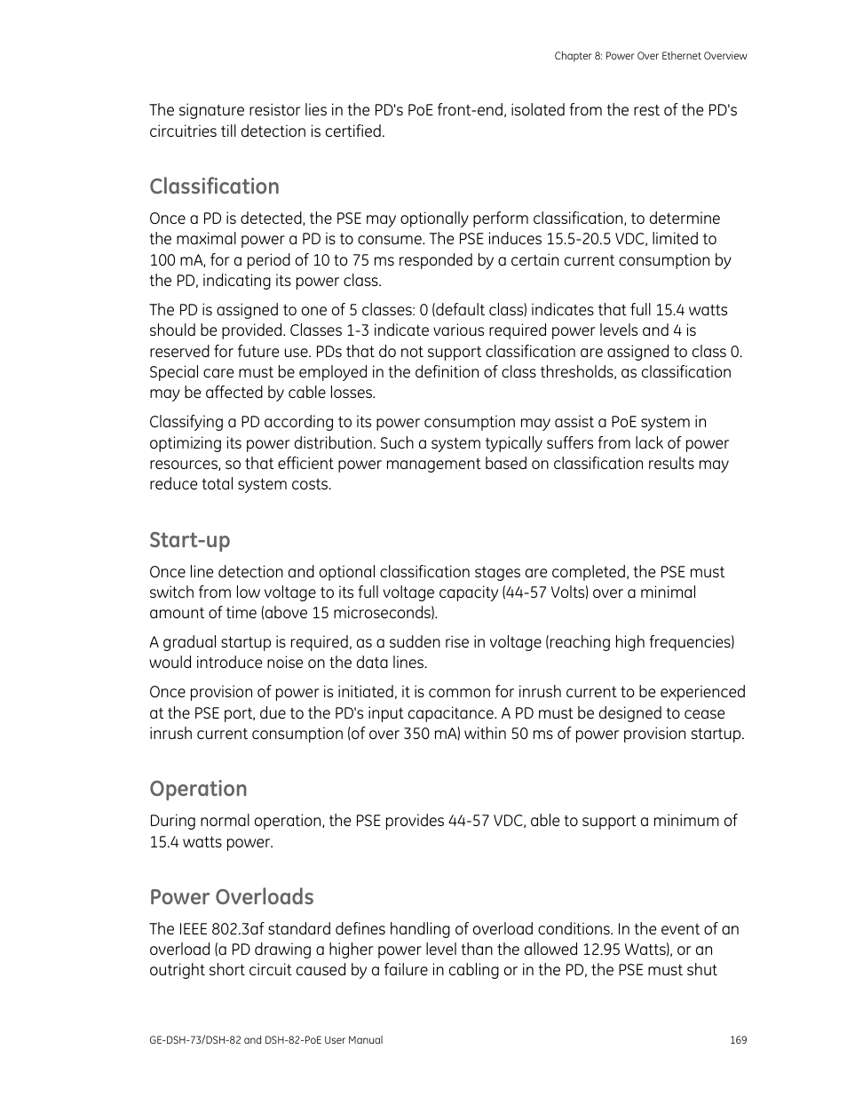 Classification, Start-up, Operation | Power overloads | Interlogix GE-DSH-73 Series User Manual User Manual | Page 173 / 179