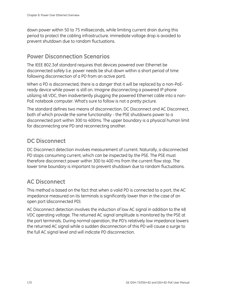 Power disconnection scenarios, Dc disconnect, Ac disconnect | Interlogix GE-DSH-73 Series User Manual User Manual | Page 174 / 179