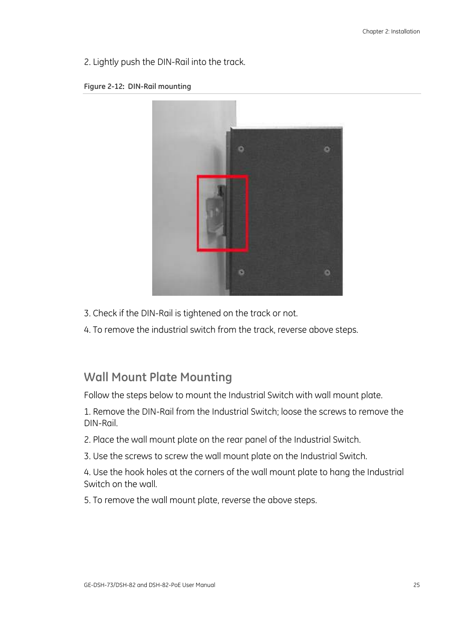 Wall mount plate mounting | Interlogix GE-DSH-73 Series User Manual User Manual | Page 29 / 179