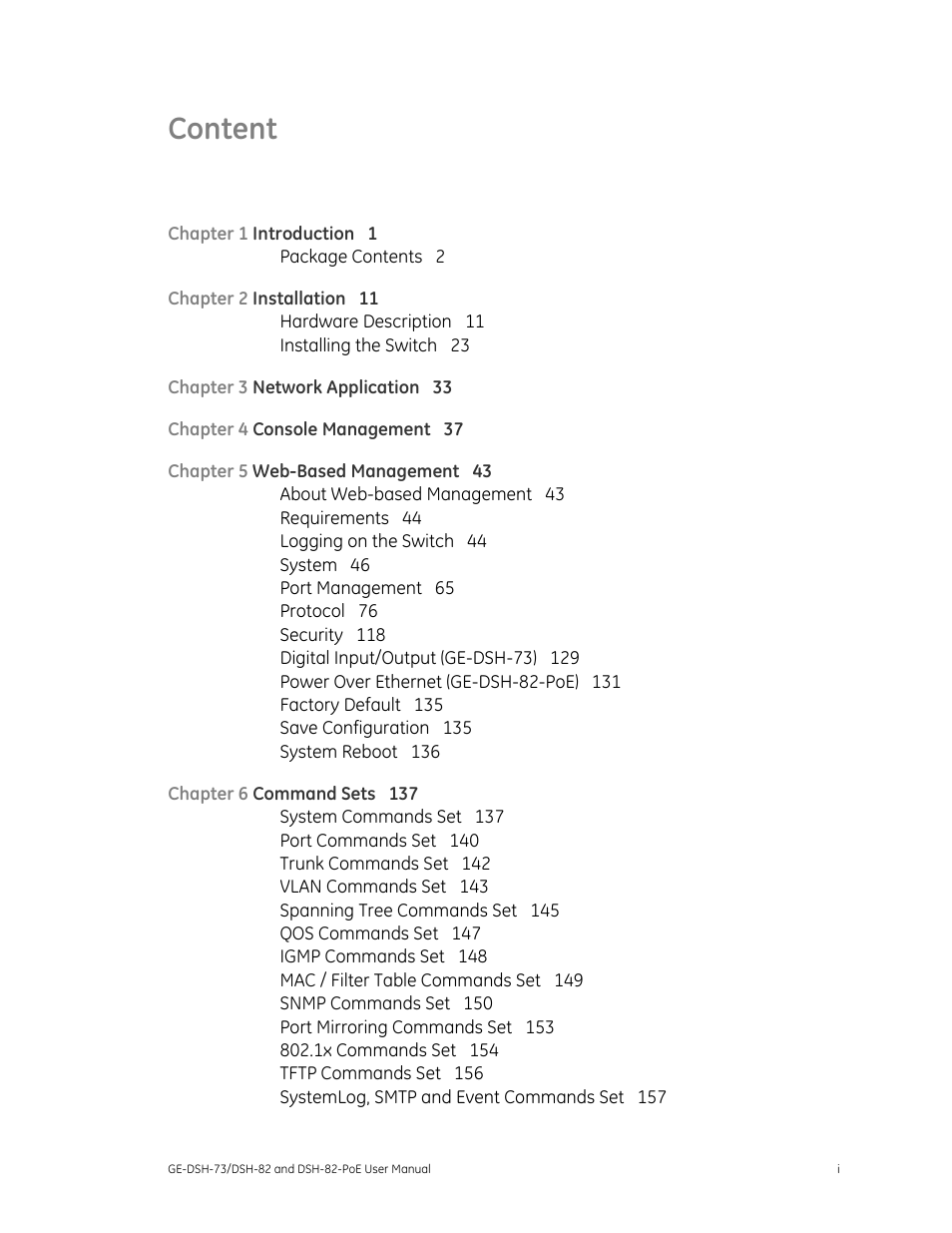 Content | Interlogix GE-DSH-73 Series User Manual User Manual | Page 3 / 179