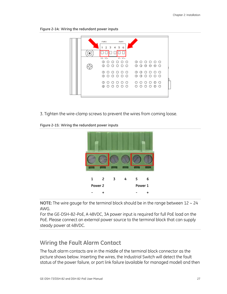Wiring the fault alarm contact | Interlogix GE-DSH-73 Series User Manual User Manual | Page 31 / 179