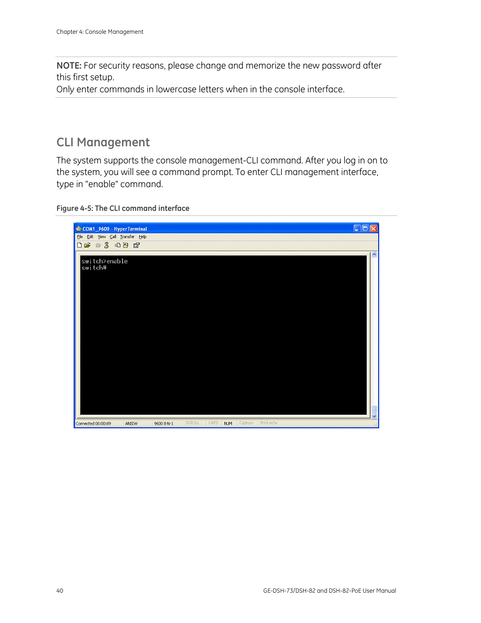 Cli management | Interlogix GE-DSH-73 Series User Manual User Manual | Page 44 / 179
