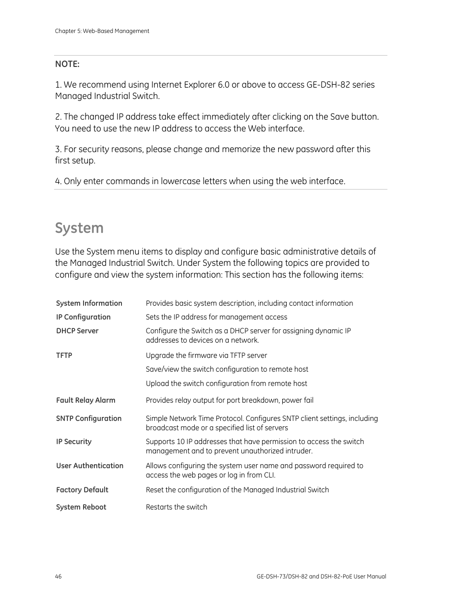 System, System 46 | Interlogix GE-DSH-73 Series User Manual User Manual | Page 50 / 179