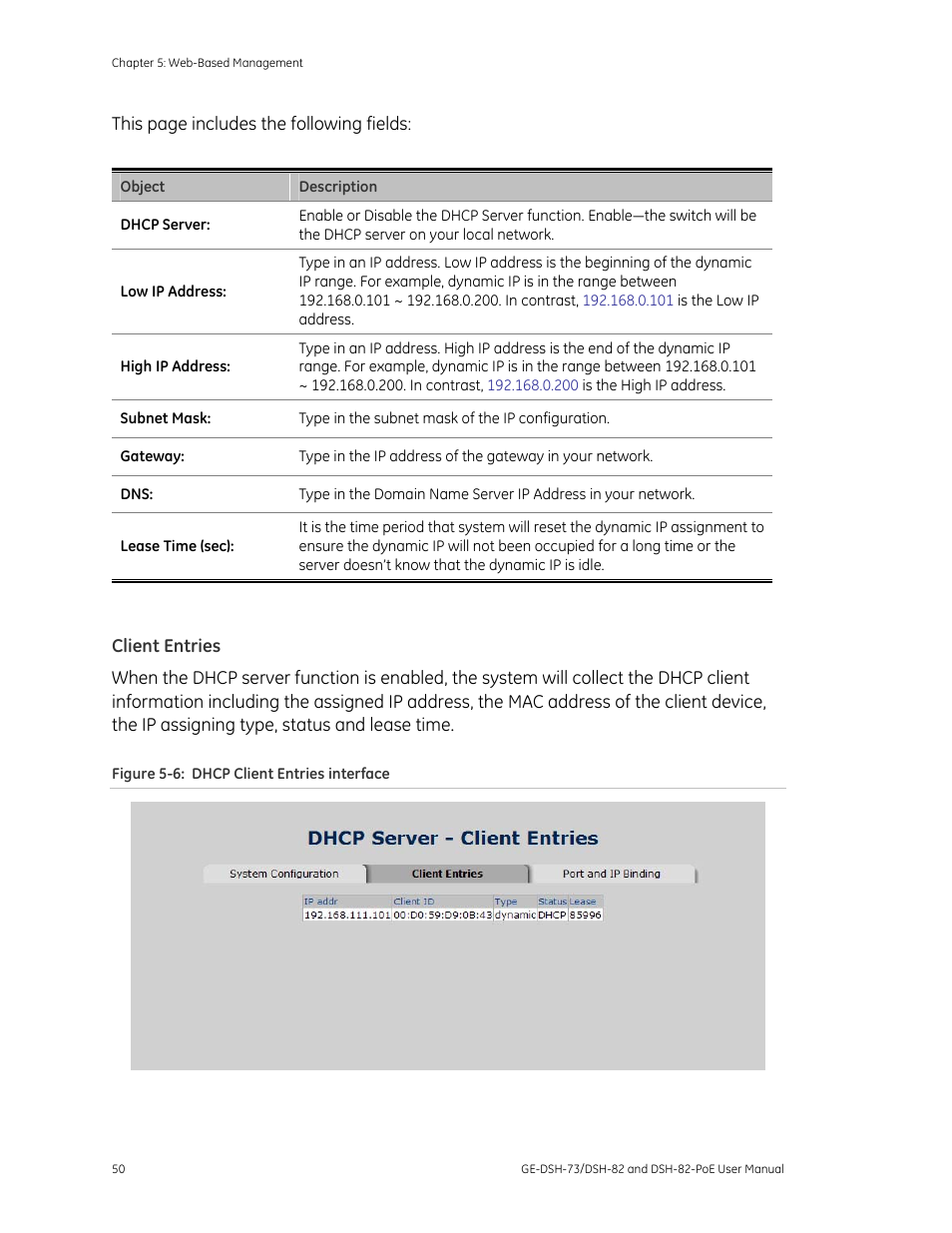 Client entries | Interlogix GE-DSH-73 Series User Manual User Manual | Page 54 / 179