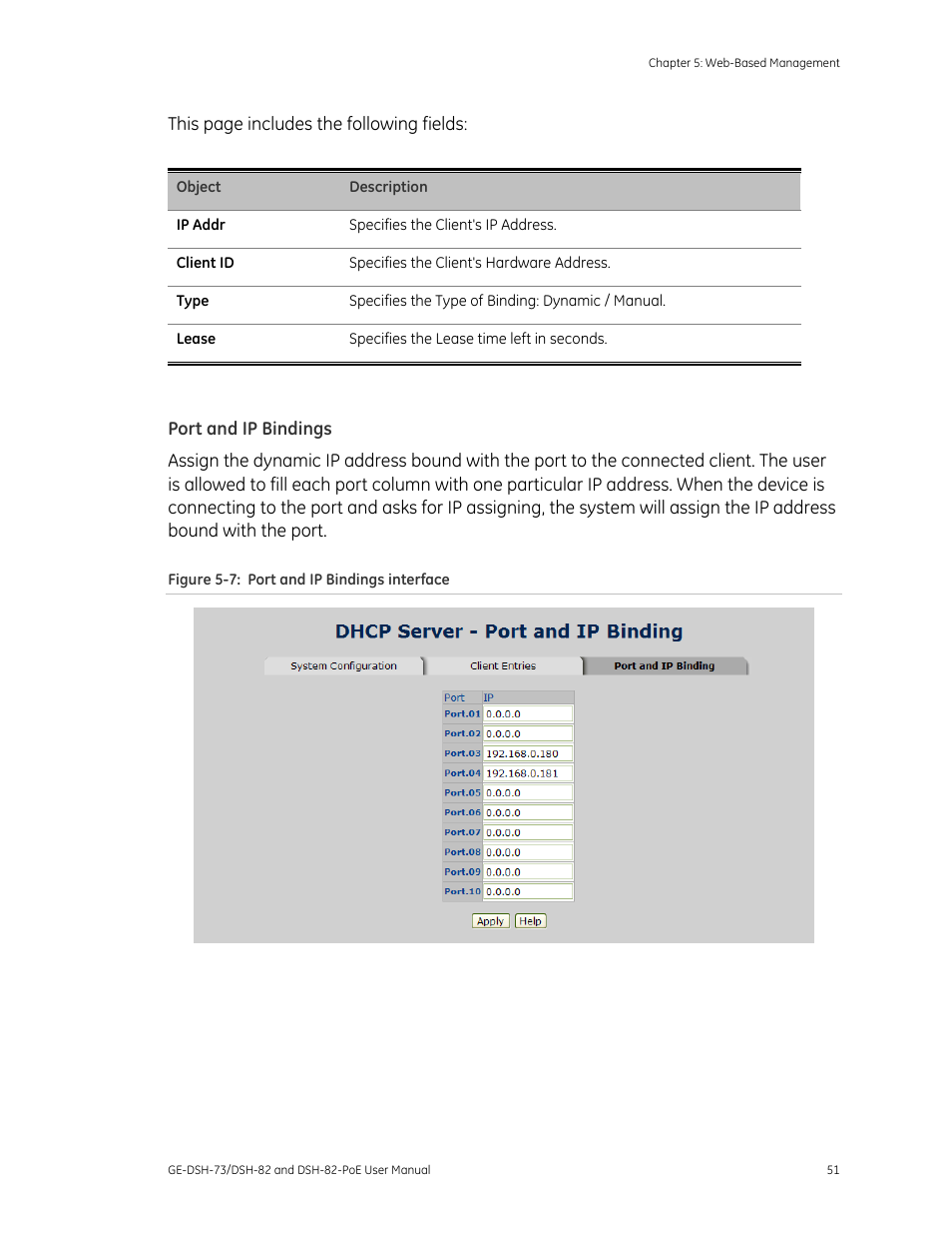 Port and ip bindings | Interlogix GE-DSH-73 Series User Manual User Manual | Page 55 / 179