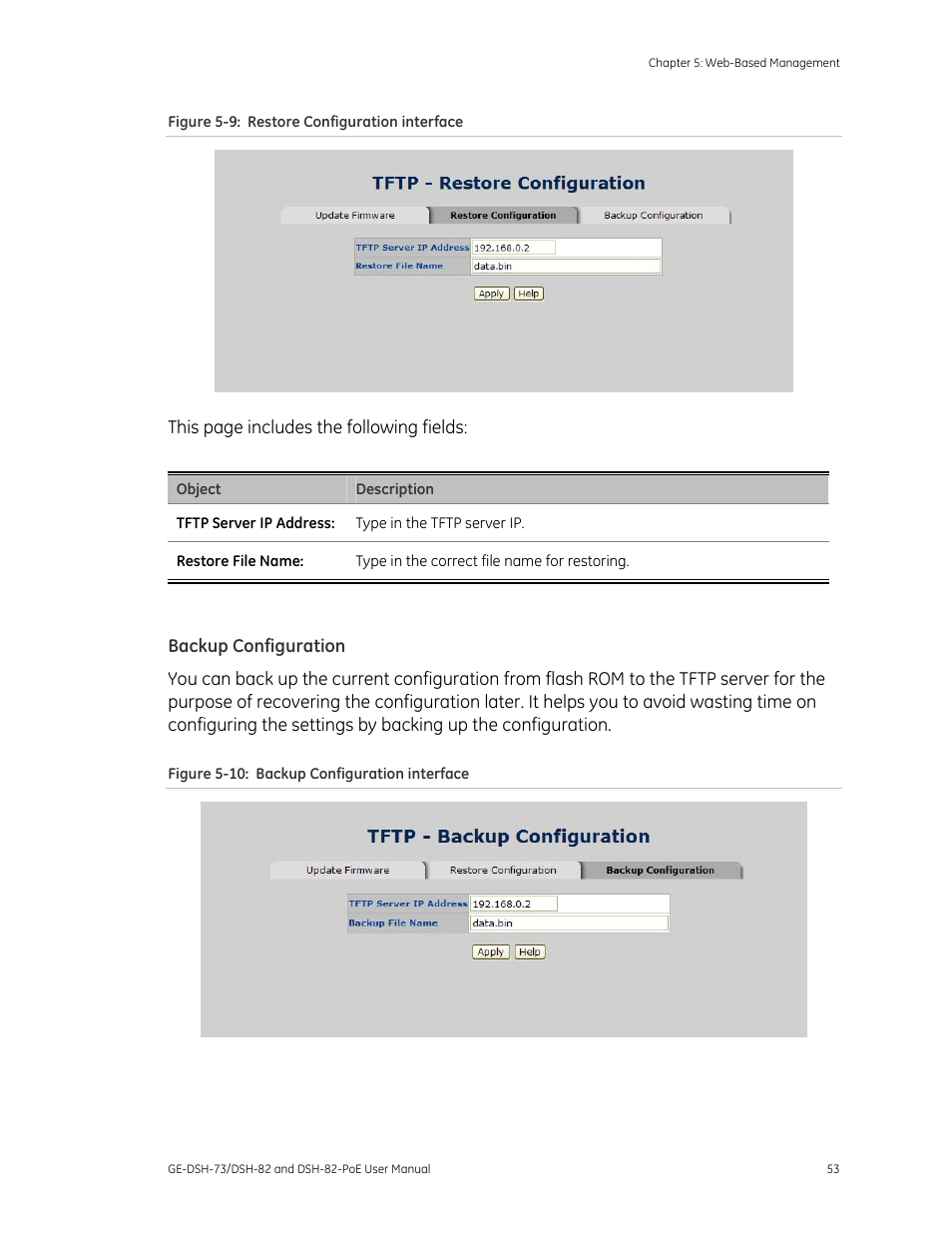 Backup configuration | Interlogix GE-DSH-73 Series User Manual User Manual | Page 57 / 179