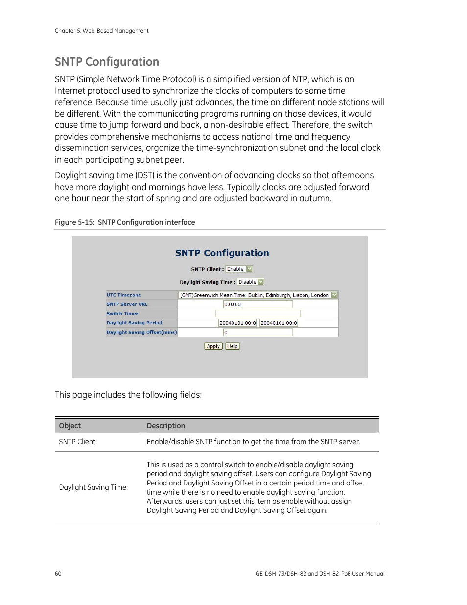 Sntp configuration | Interlogix GE-DSH-73 Series User Manual User Manual | Page 64 / 179