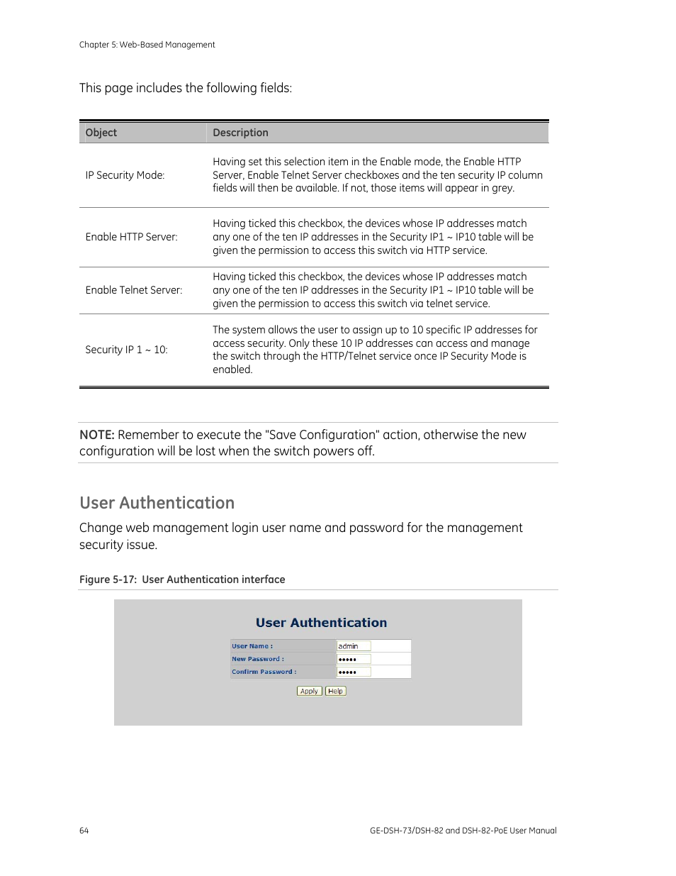 User authentication | Interlogix GE-DSH-73 Series User Manual User Manual | Page 68 / 179