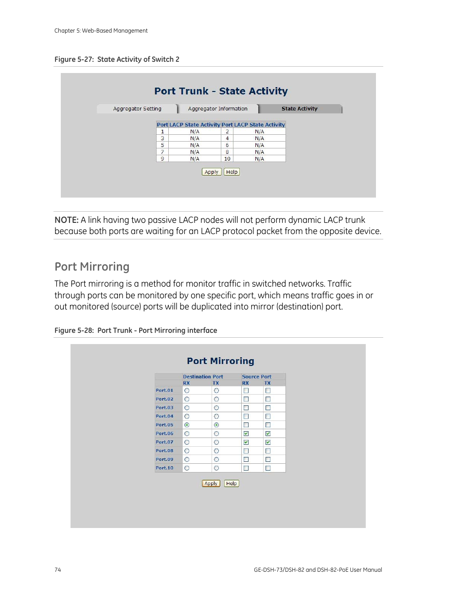 Port mirroring | Interlogix GE-DSH-73 Series User Manual User Manual | Page 78 / 179