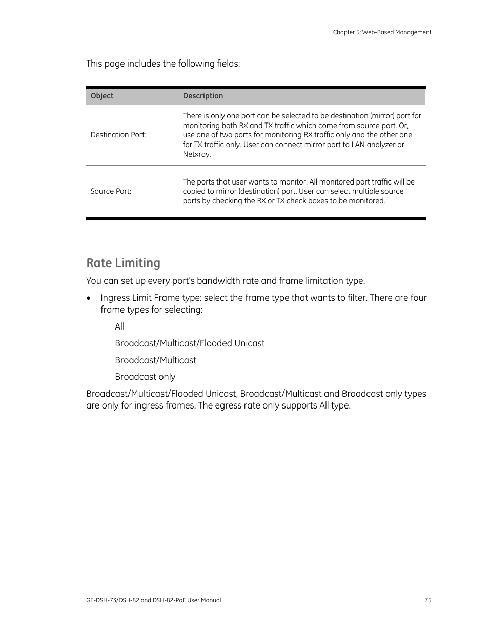 Rate limiting | Interlogix GE-DSH-73 Series User Manual User Manual | Page 79 / 179
