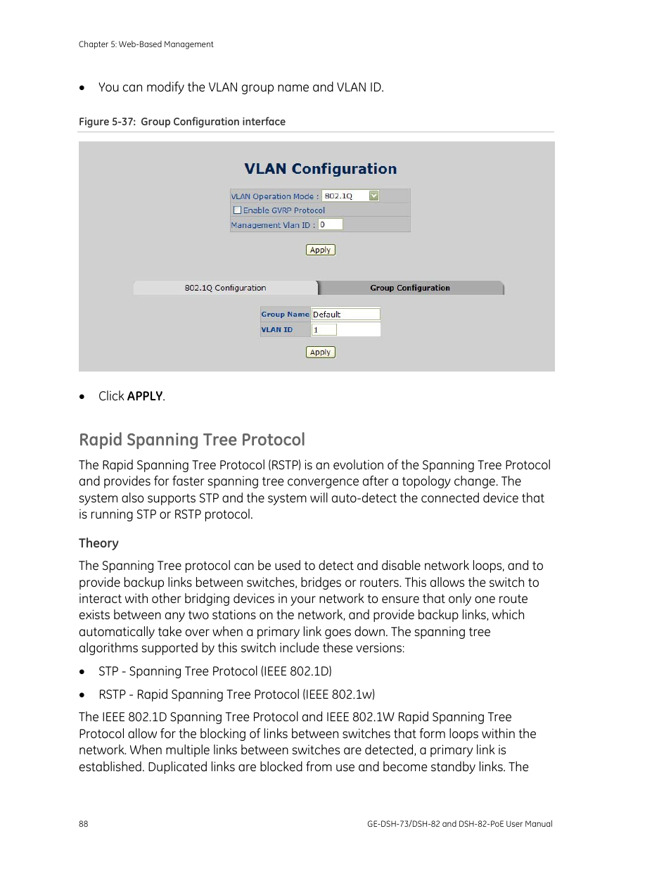 Rapid spanning tree protocol, Theory | Interlogix GE-DSH-73 Series User Manual User Manual | Page 92 / 179