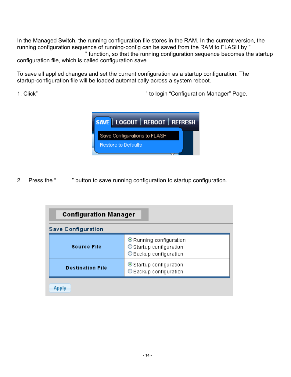 Saving configuration via the web | Interlogix NS3500-28T-4S Quick Start User Manual | Page 14 / 16