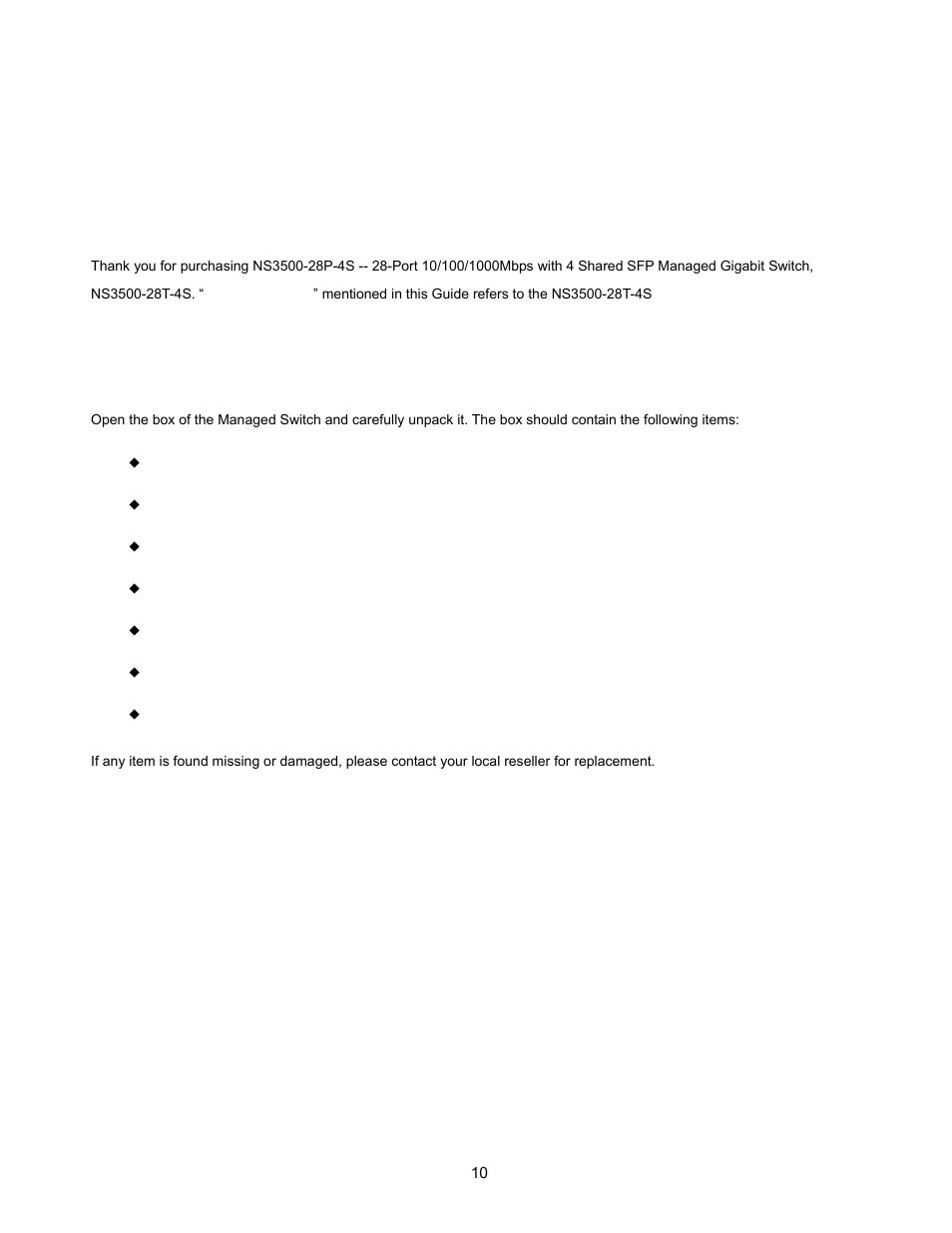 Introduction, 1 packet contents, Acket | Ontents | Interlogix NS3500-28T-4S User Manual User Manual | Page 10 / 363