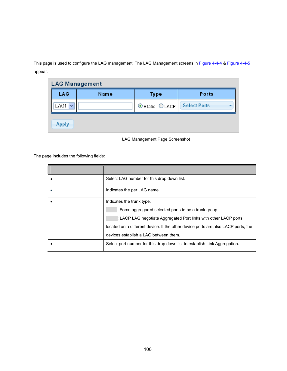 2 lag management, 2 lag managment | Interlogix NS3500-28T-4S User Manual User Manual | Page 100 / 363